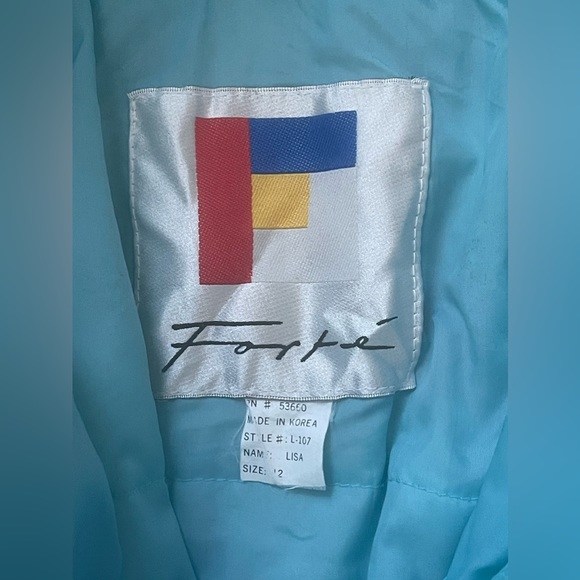 Vintage 80’s Forte Blue & Mint Puffer Bomber Jacket - Picture 10 of 16